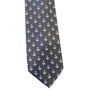 Chaps Navy Nautical Anchor Tie Preppy Coastal Menswear